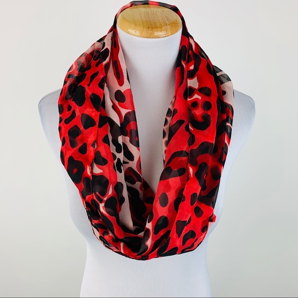 Charming Charlie Accessories - Charming Charlie Red Animal Print Infinity Scarf Charming Charlie Accessories - Charming Charlie Red Animal Print Infinity Scarf